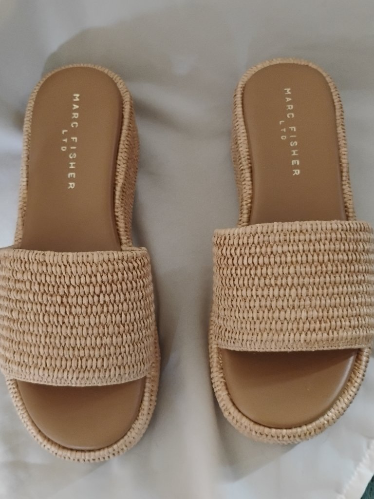 Marc Fisher Ltd | Daylin Wedge Sandals | Size 9.5 | Light Natural | Tried On Onl